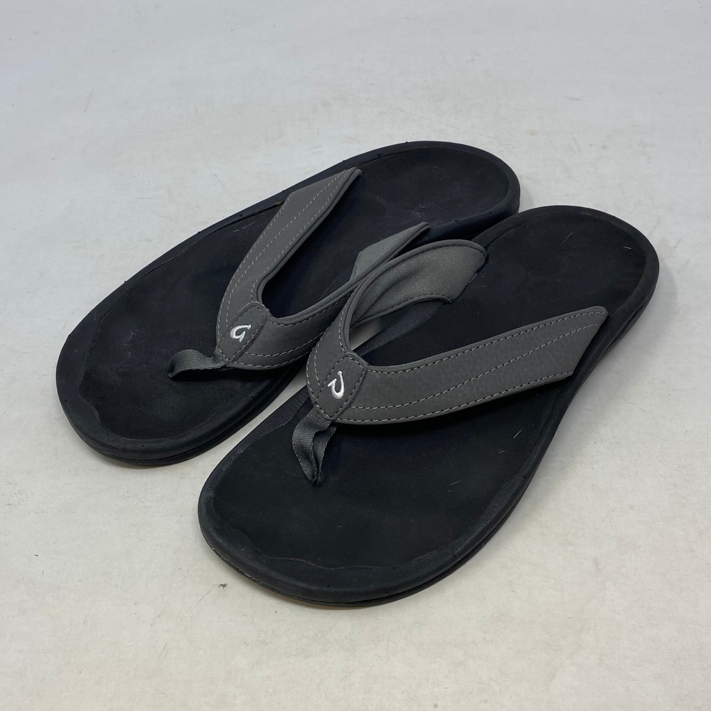 OluKai Ohana W Women 6 Dark Shadow Black Flip Flop Sandals 20110-8ACC